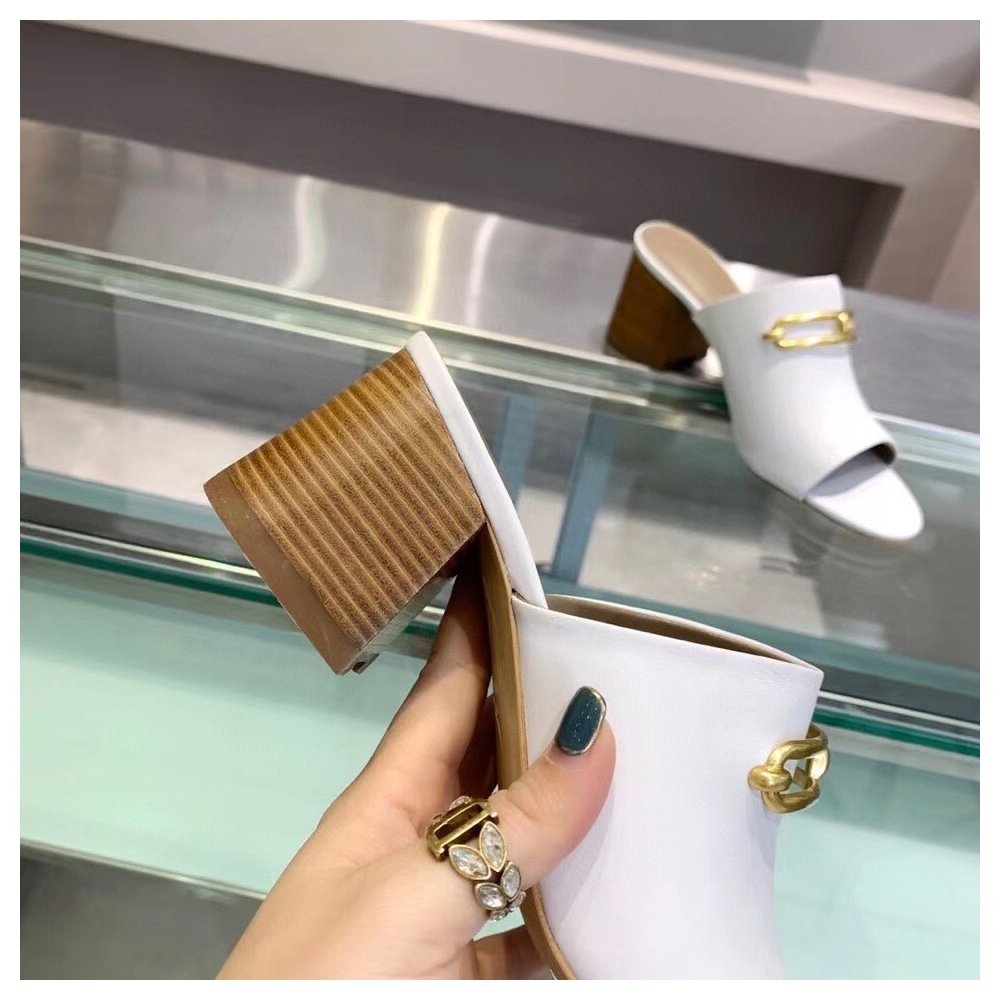 Cheap Reps Hermes Camilla Mules 60MM In White Calfskin