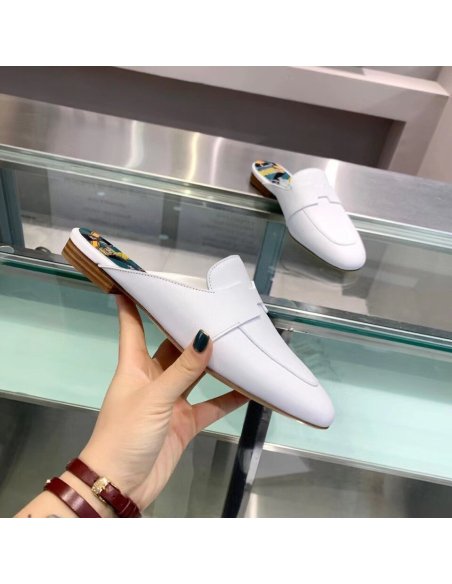 Cheap Reps Hermes Catena Mules In White Calfskin