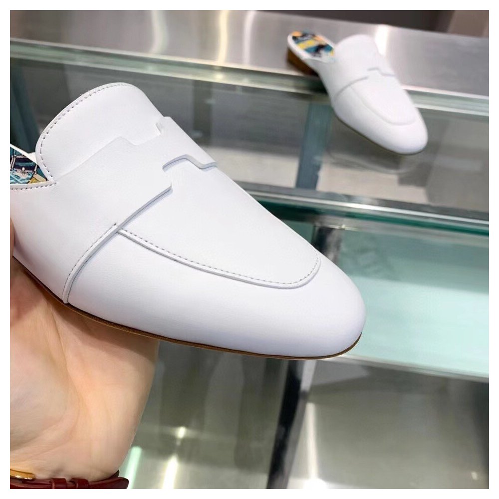 Cheap Reps Hermes Catena Mules In White Calfskin