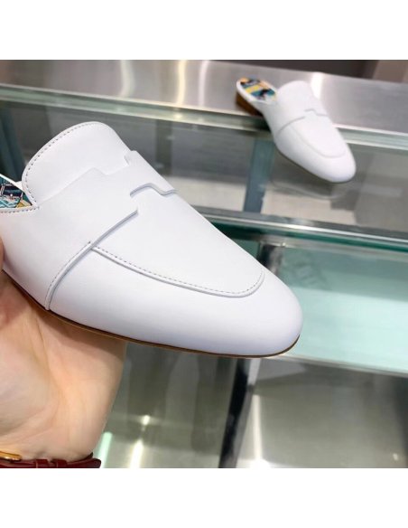 Cheap Reps Hermes Catena Mules In White Calfskin