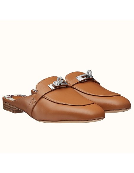 Cheap Reps Hermes Oz Mules In Brown Calfskin