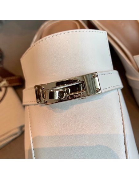 Cheap Reps Hermes Blossom Mules 60mm In White Goatskin
