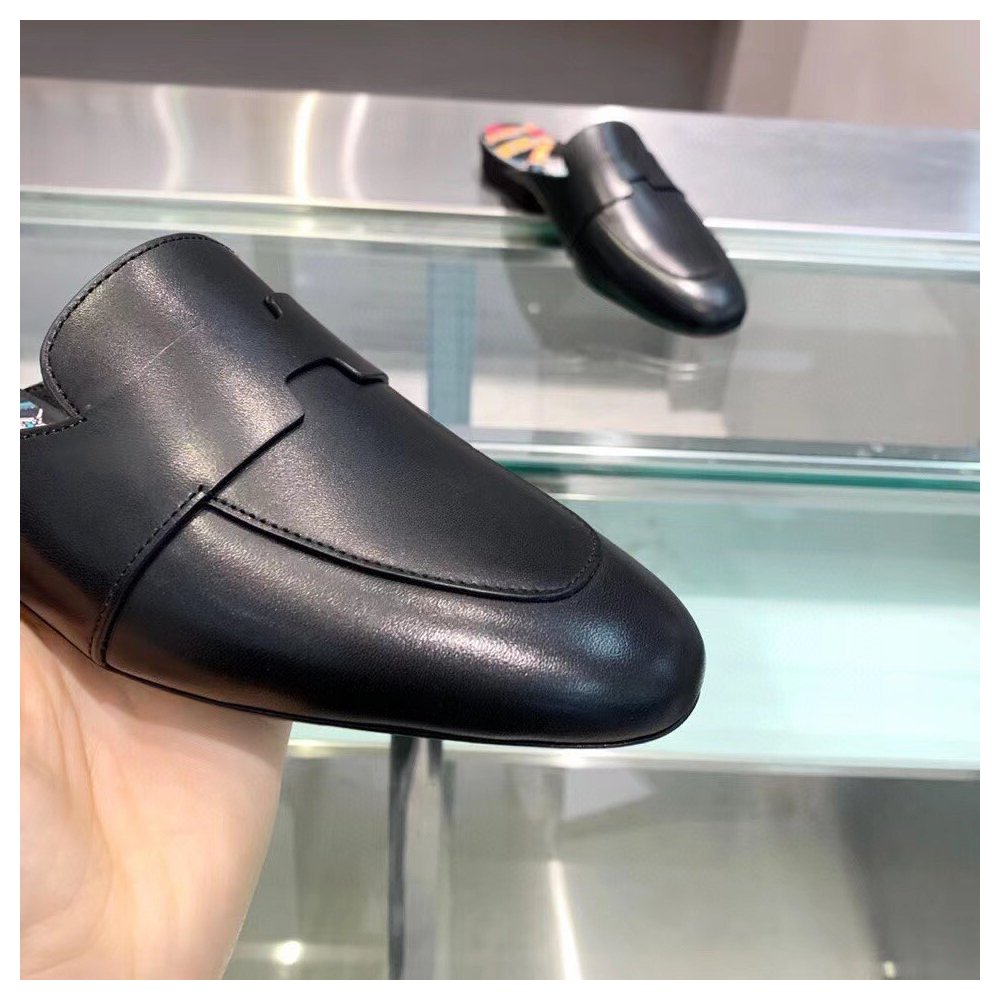 Cheap Reps Hermes Catena Mules In Black Calfskin