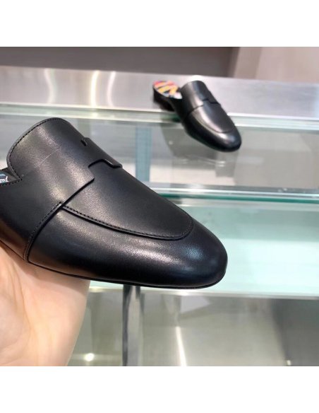 Cheap Reps Hermes Catena Mules In Black Calfskin
