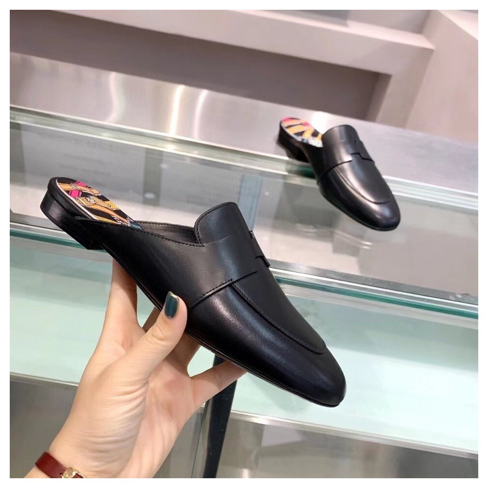Cheap Reps Hermes Catena Mules In Black Calfskin