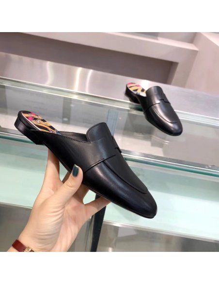 Cheap Reps Hermes Catena Mules In Black Calfskin