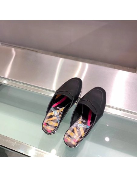 Cheap Reps Hermes Catena Mules In Black Calfskin