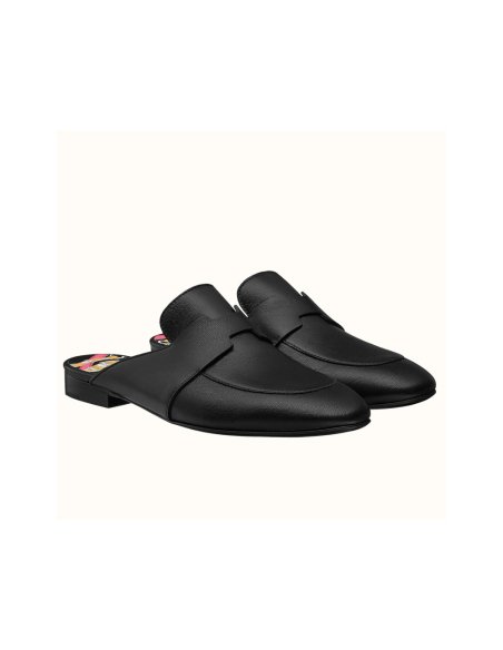 Cheap Reps Hermes Catena Mules In Black Calfskin