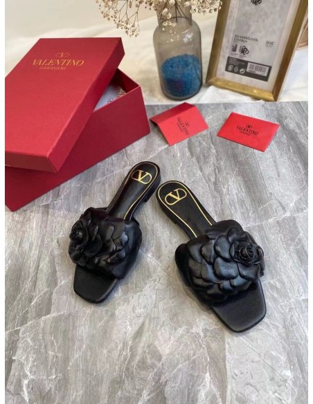 Cheap Reps Valentino Atelier Shoes 03 Rose Edition Slides Sandals Black