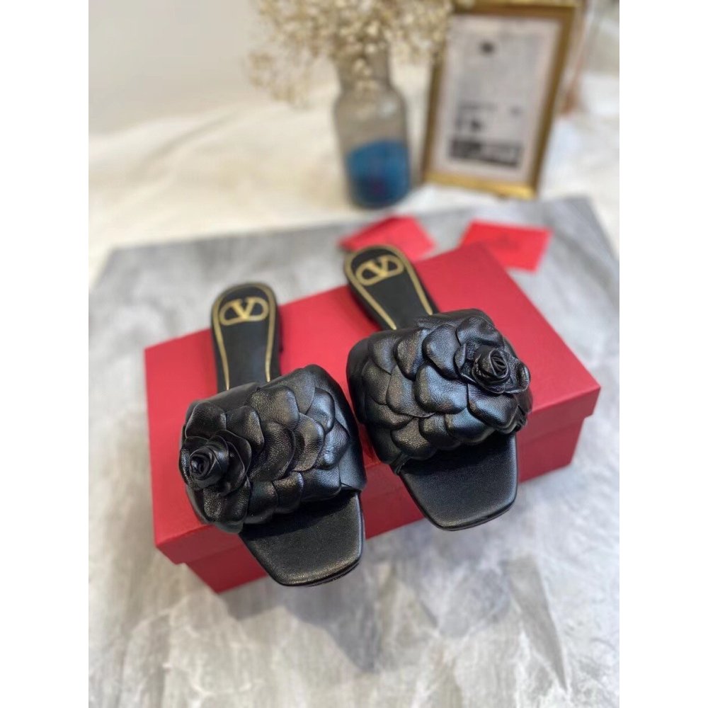 Cheap Reps Valentino Atelier Shoes 03 Rose Edition Slides Sandals Black