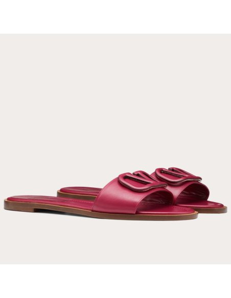 Cheap Reps Valentino VLogo Signature Flat Slides In Red Calfskin