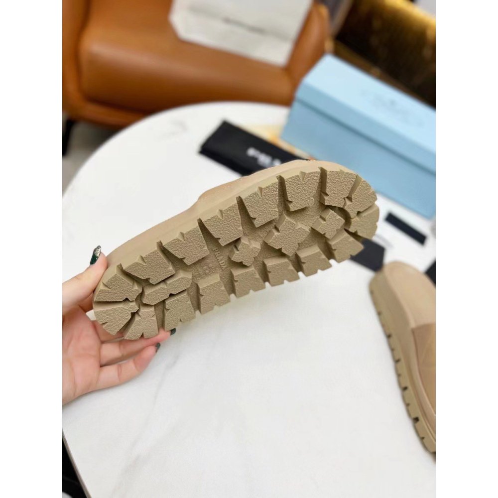 Cheap Reps Prada Womens Slides In Beige Quilted Nappa Leather