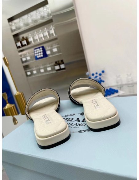 Cheap Reps Prada Womens Embroidered Fabric Slides