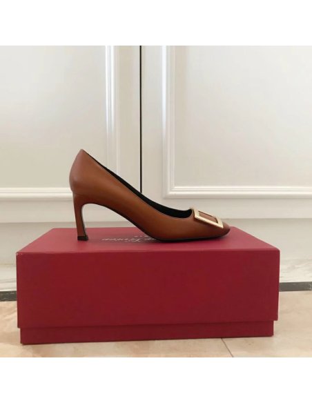 Cheap Reps Roger Vivier Belle Vivier Trompette 70mm Pumps In Brown Calfskin