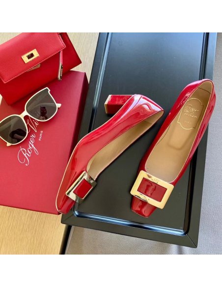 Cheap Reps Roger Vivier Belle Vivier 45mm Pumps In Red Patent Leather