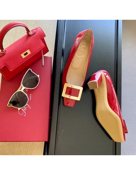 Cheap Reps Roger Vivier Belle Vivier 45mm Pumps In Red Patent Leather