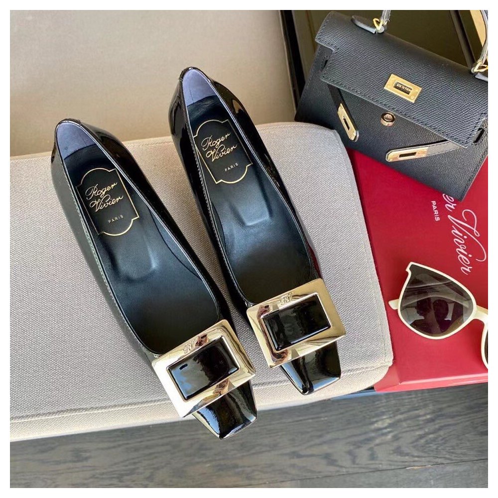 Cheap Reps Roger Vivier Belle Vivier 45mm Pumps In Black Patent Leather