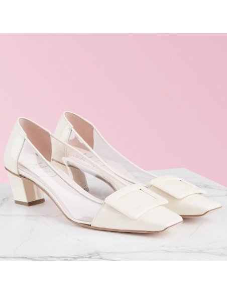 Cheap Reps Roger Vivier Belle Vivier Pumps In White Patent and PVC