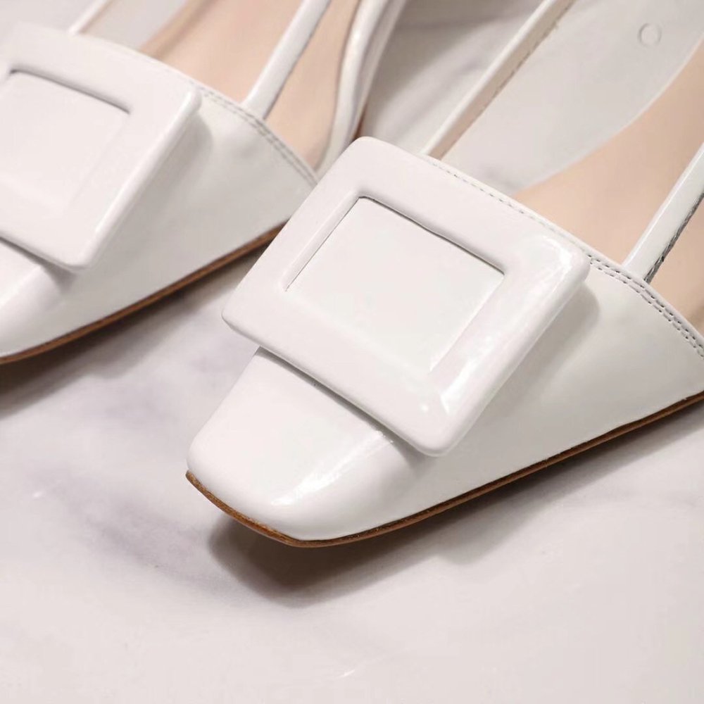 Cheap Reps Roger Vivier Belle Vivier Pumps In White Patent and PVC