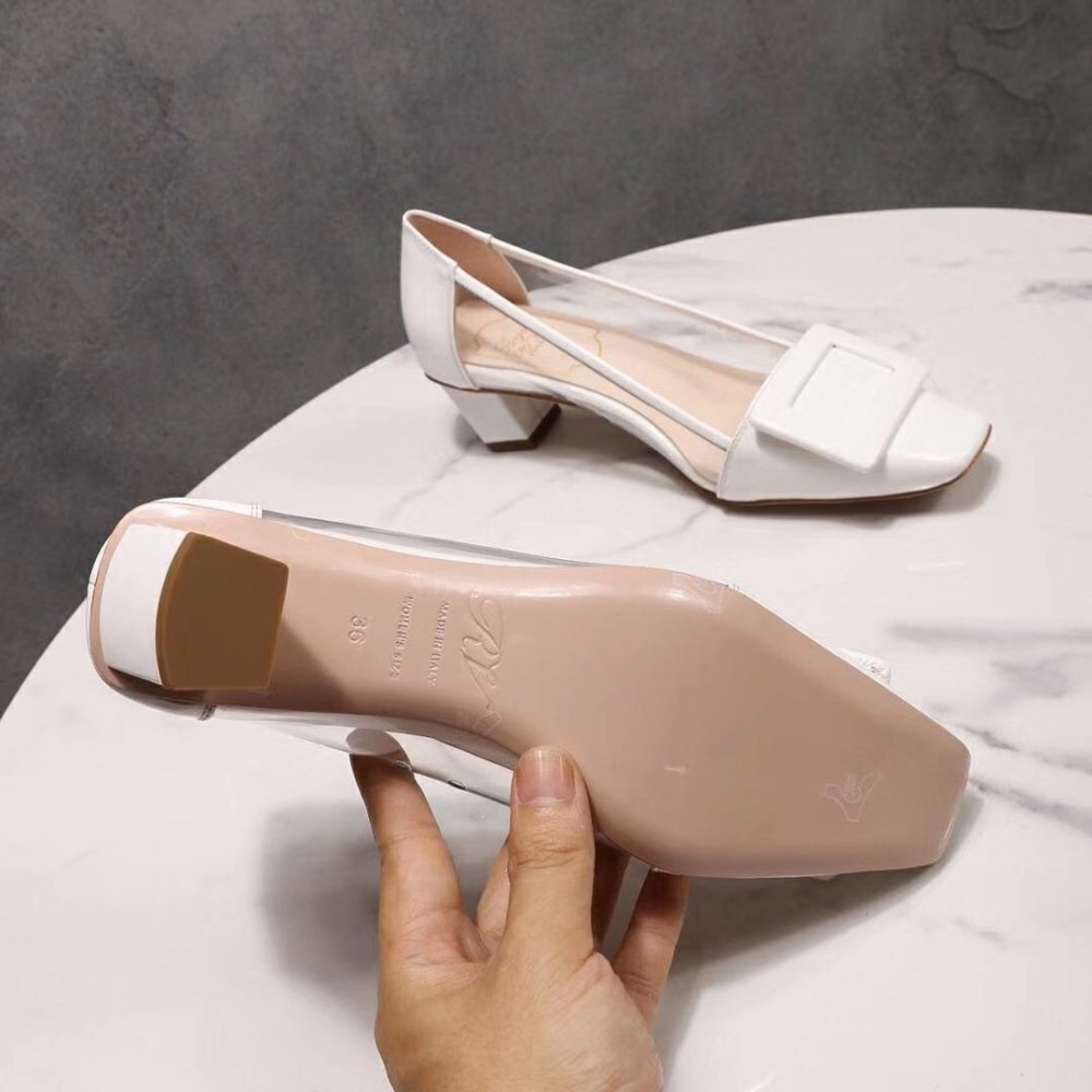 Cheap Reps Roger Vivier Belle Vivier Pumps In White Patent and PVC