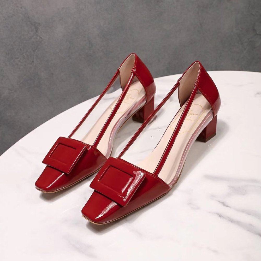 Cheap Reps Roger Vivier Belle Vivier Pumps In Red Patent and PVC