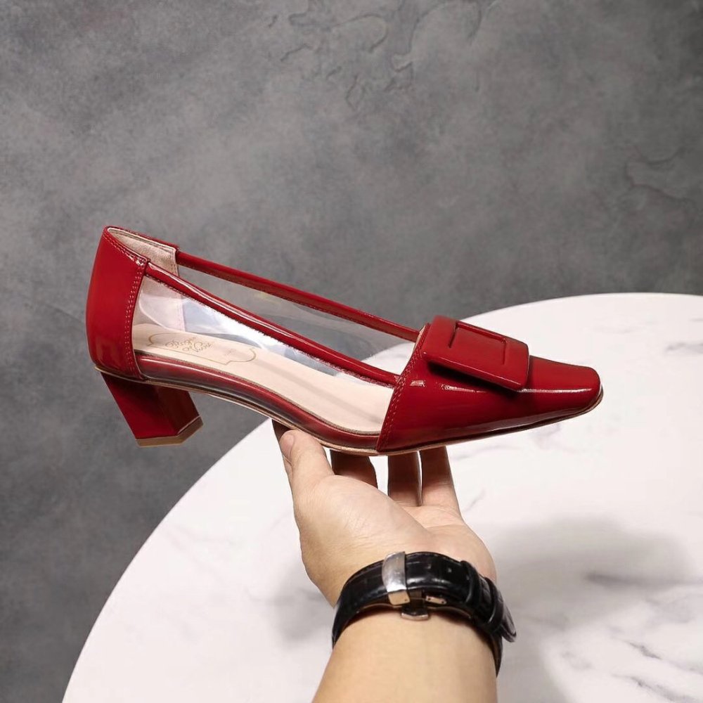 Cheap Reps Roger Vivier Belle Vivier Pumps In Red Patent and PVC