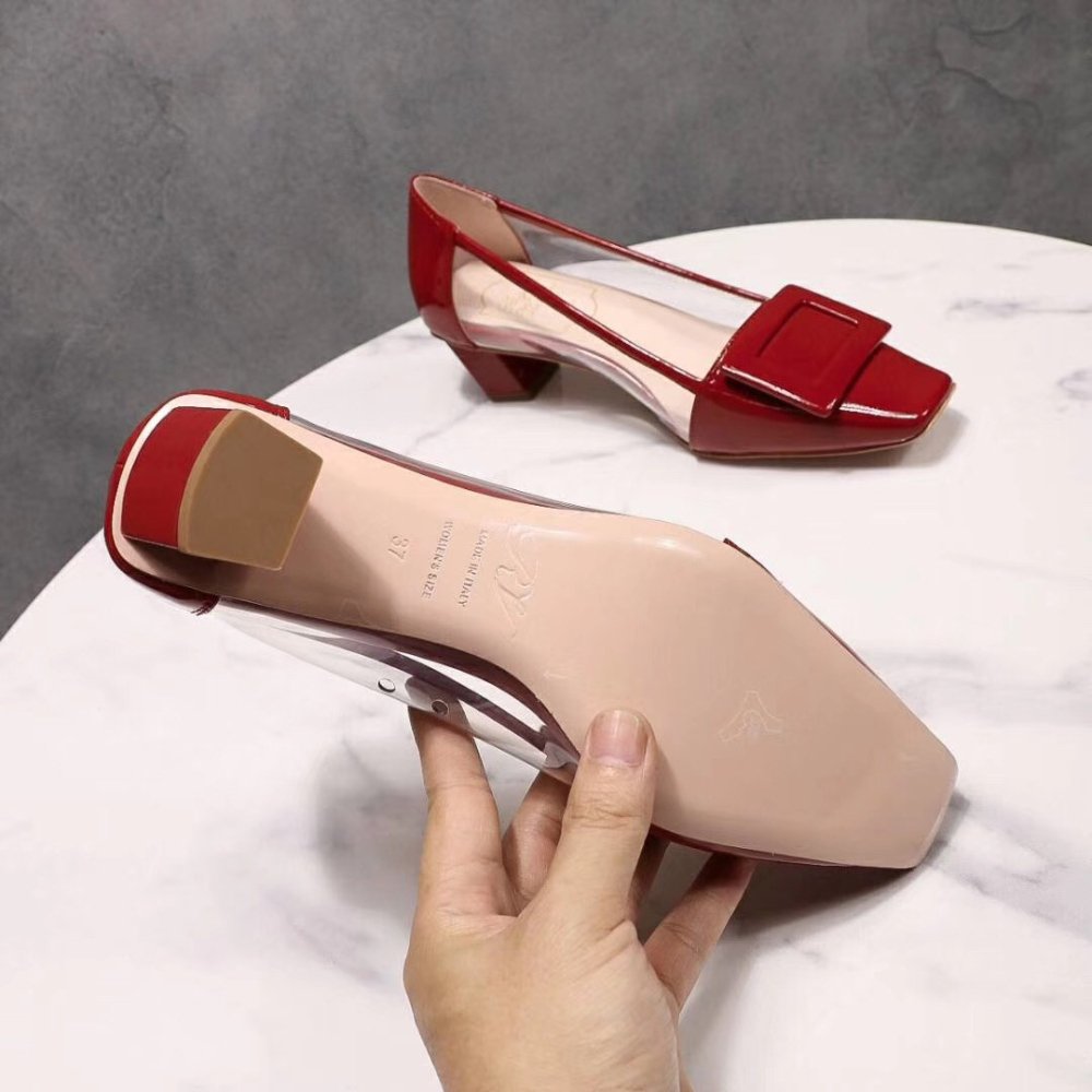 Cheap Reps Roger Vivier Belle Vivier Pumps In Red Patent and PVC