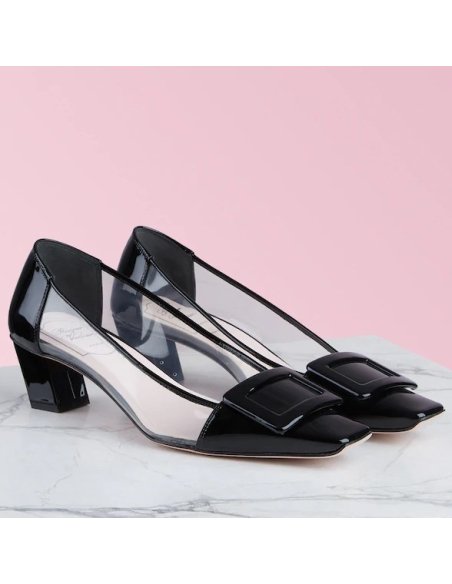 Cheap Reps Roger Vivier Belle Vivier Pumps In Black Patent and PVC