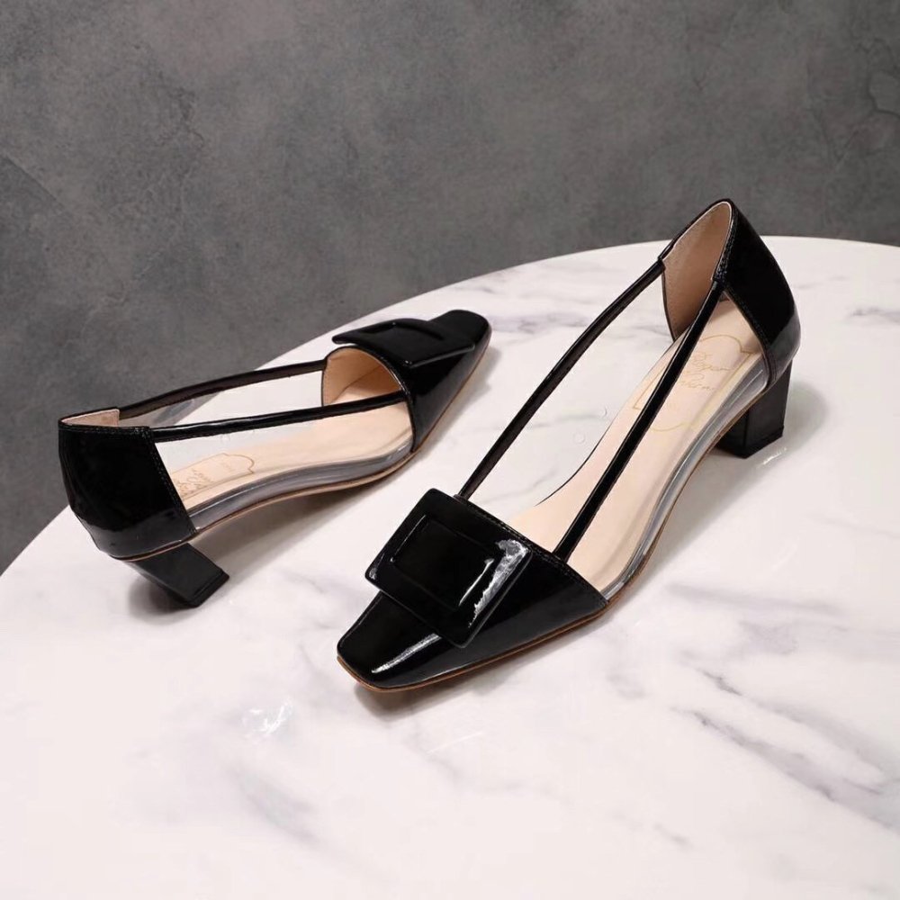Cheap Reps Roger Vivier Belle Vivier Pumps In Black Patent and PVC