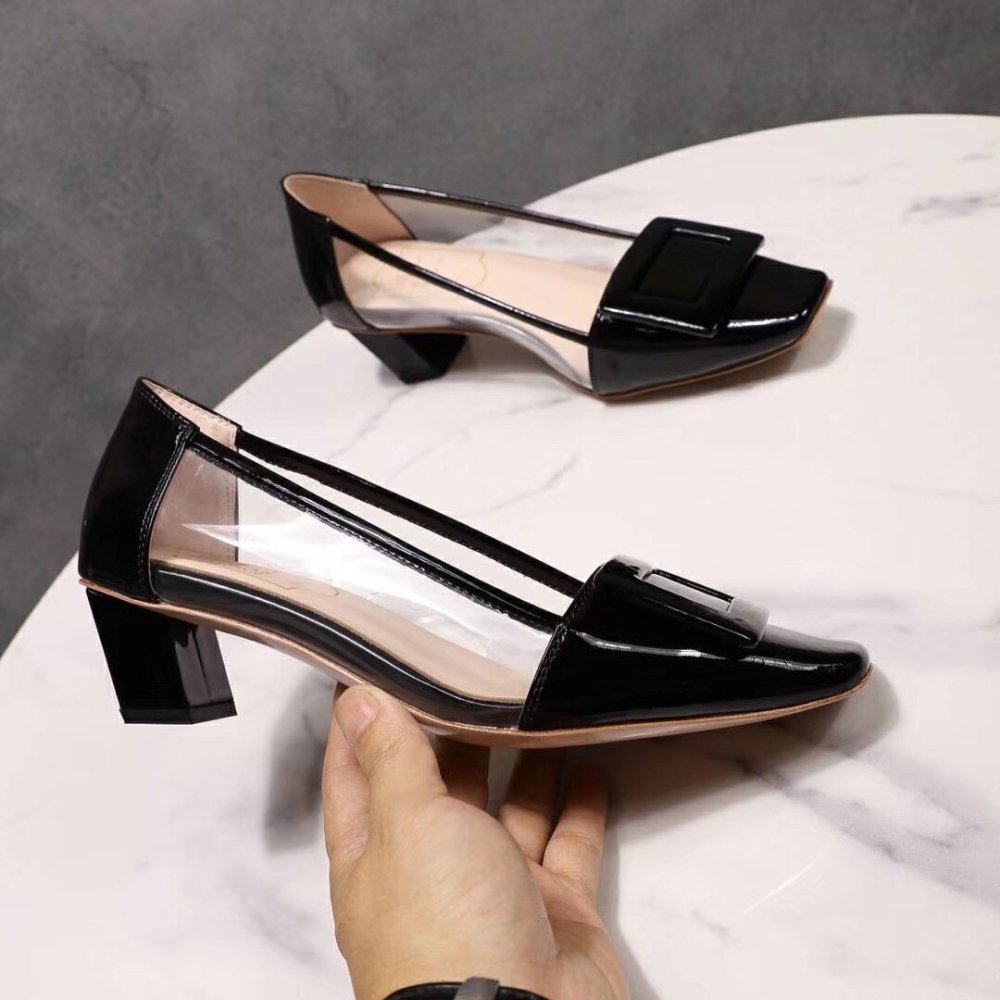 Cheap Reps Roger Vivier Belle Vivier Pumps In Black Patent and PVC