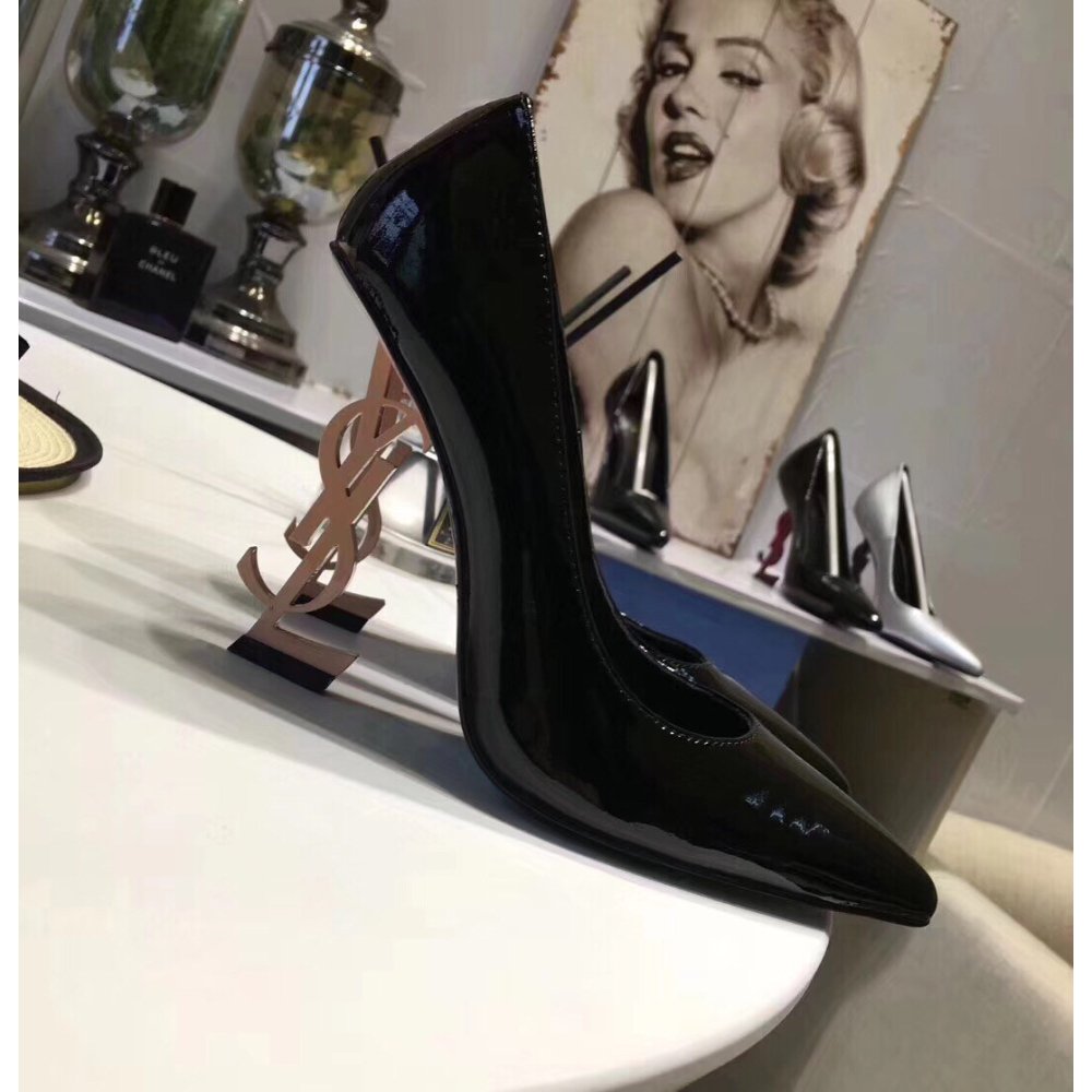 Cheap Reps Saint Laurent Opyum 110 Pumps In Patent Leather with Gold Heel
