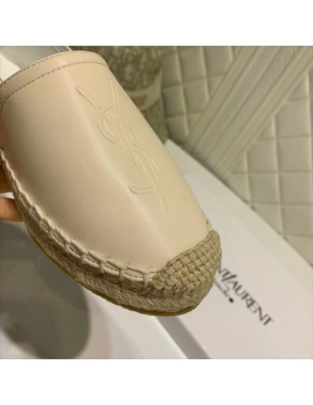 Cheap Reps Saint Laurent Monogram Espadrilles In Beige Lambskin