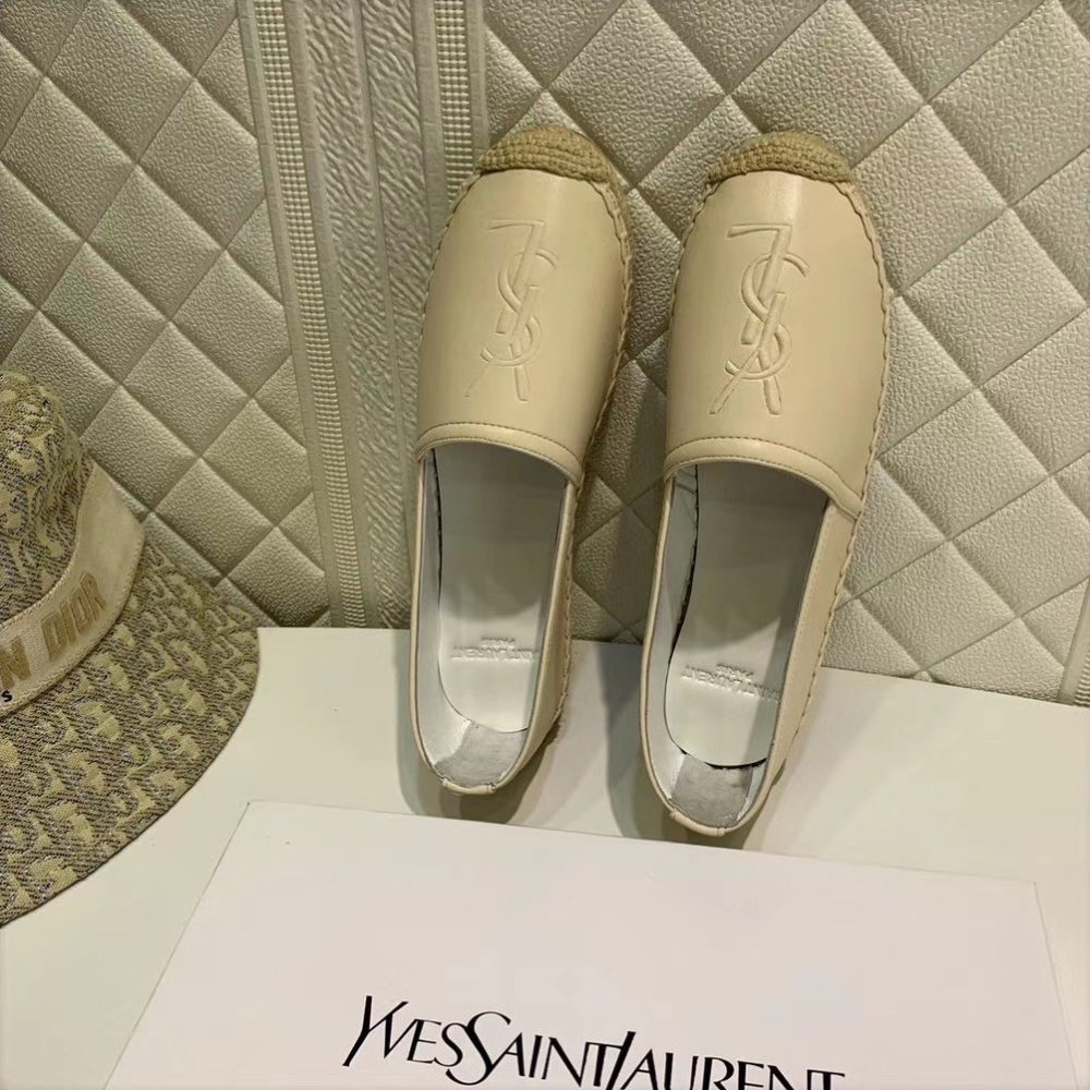 Cheap Reps Saint Laurent Monogram Espadrilles In Beige Lambskin