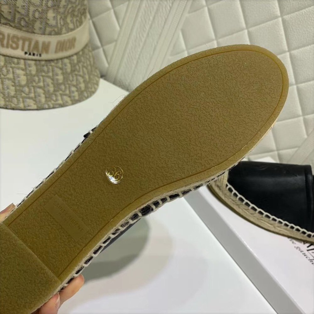Cheap Reps Saint Laurent Monogram Espadrilles In Black Lambskin