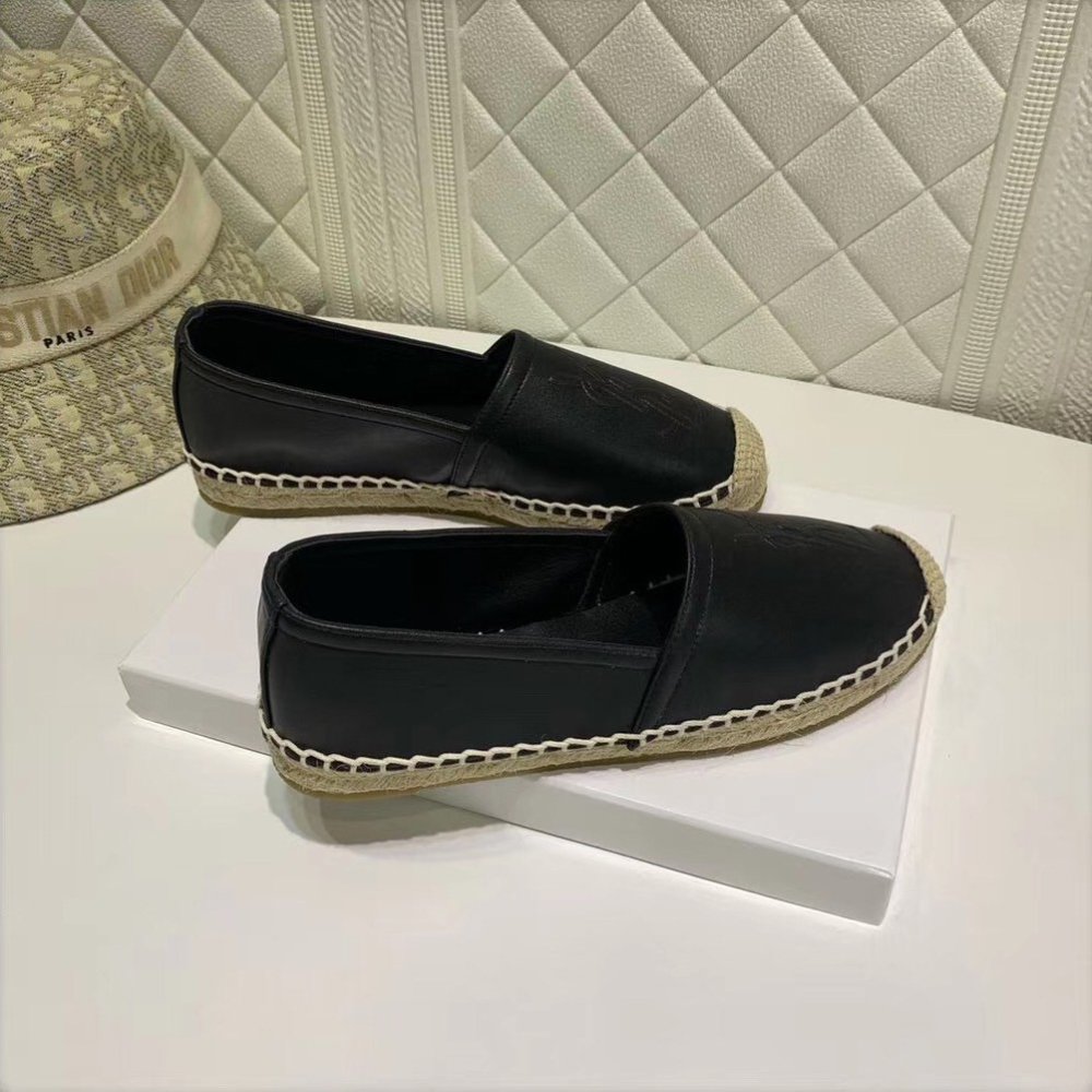 Cheap Reps Saint Laurent Monogram Espadrilles In Black Lambskin