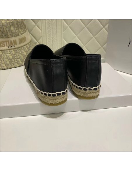 Cheap Reps Saint Laurent Monogram Espadrilles In Black Lambskin