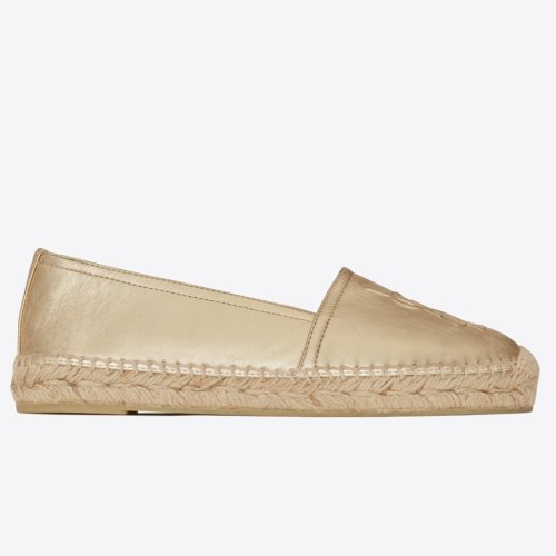Cheap Reps Saint Laurent Monogram Espadrilles In Gold Lambskin