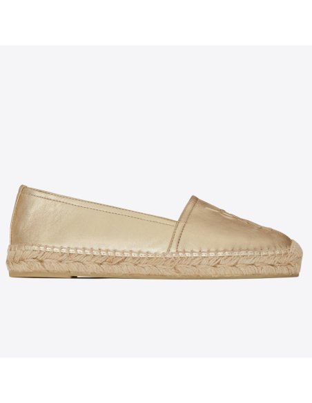 Cheap Reps Saint Laurent Monogram Espadrilles In Gold Lambskin