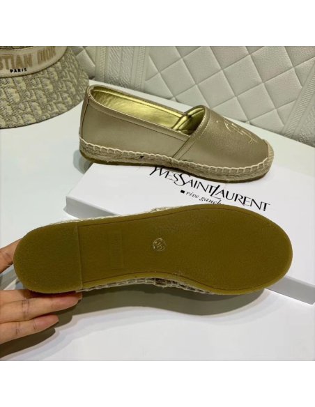 Cheap Reps Saint Laurent Monogram Espadrilles In Gold Lambskin