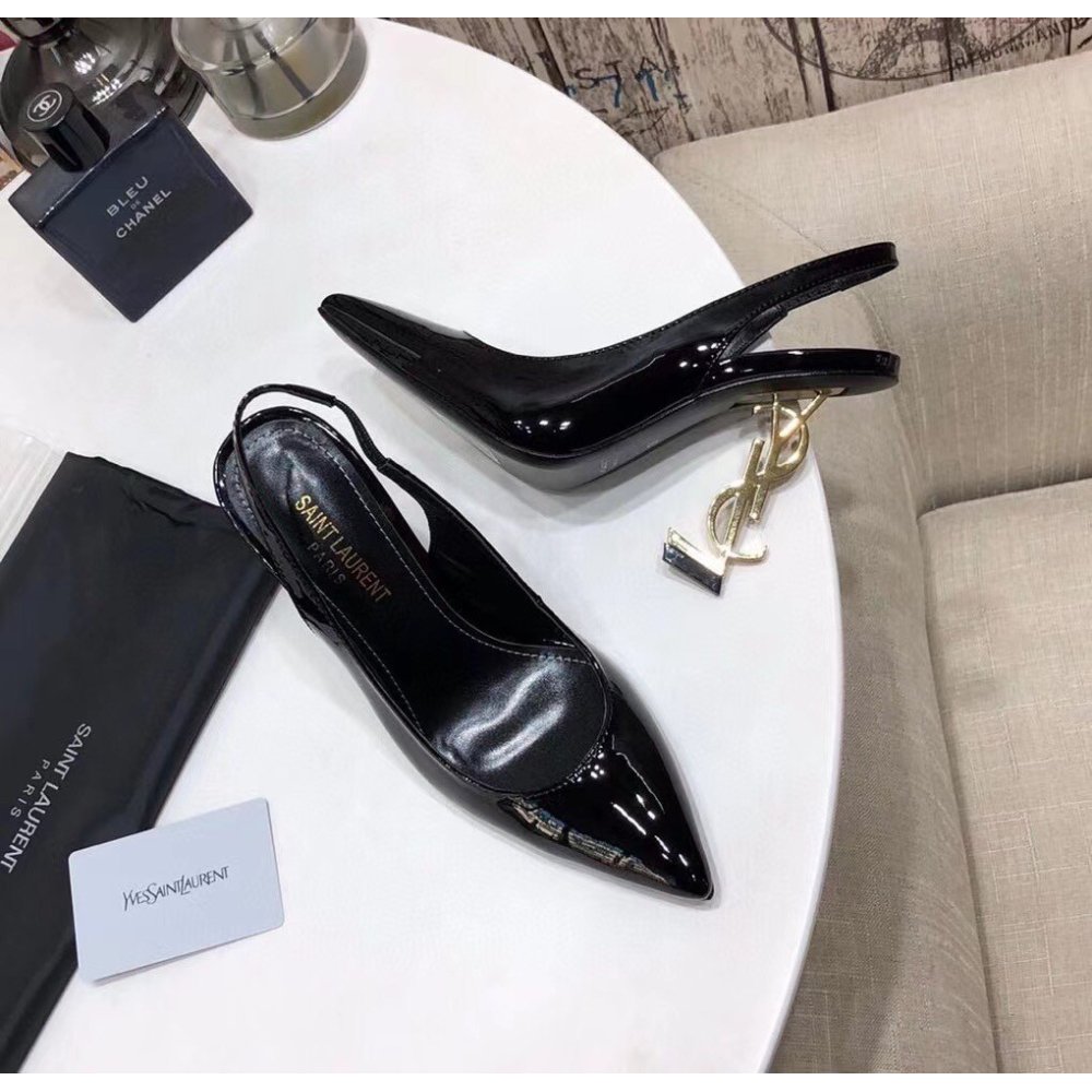 Cheap Reps Saint Laurent Opyum Slingback Pumps 110mm With Gold Heel