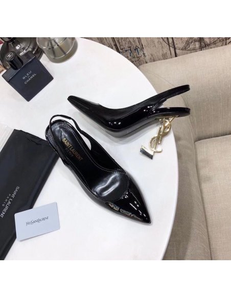 Cheap Reps Saint Laurent Opyum Slingback Pumps 110mm With Gold Heel