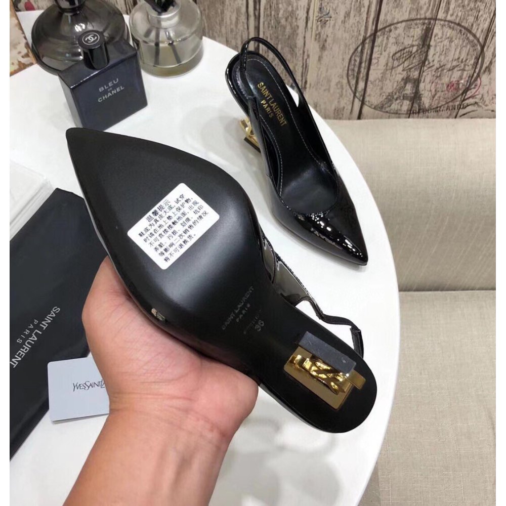 Cheap Reps Saint Laurent Opyum Slingback Pumps 110mm With Gold Heel