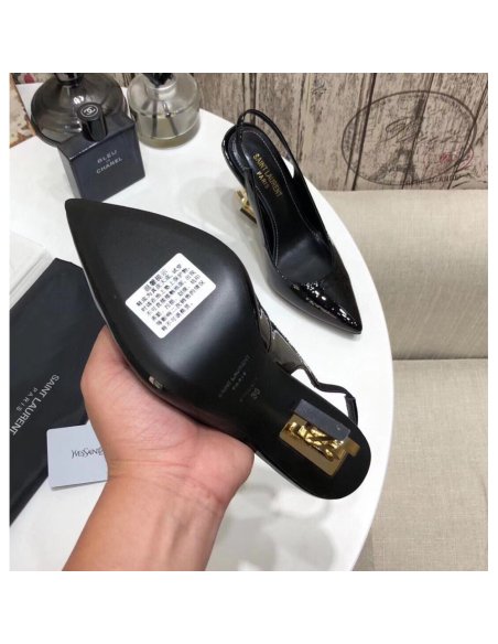 Cheap Reps Saint Laurent Opyum Slingback Pumps 110mm With Gold Heel