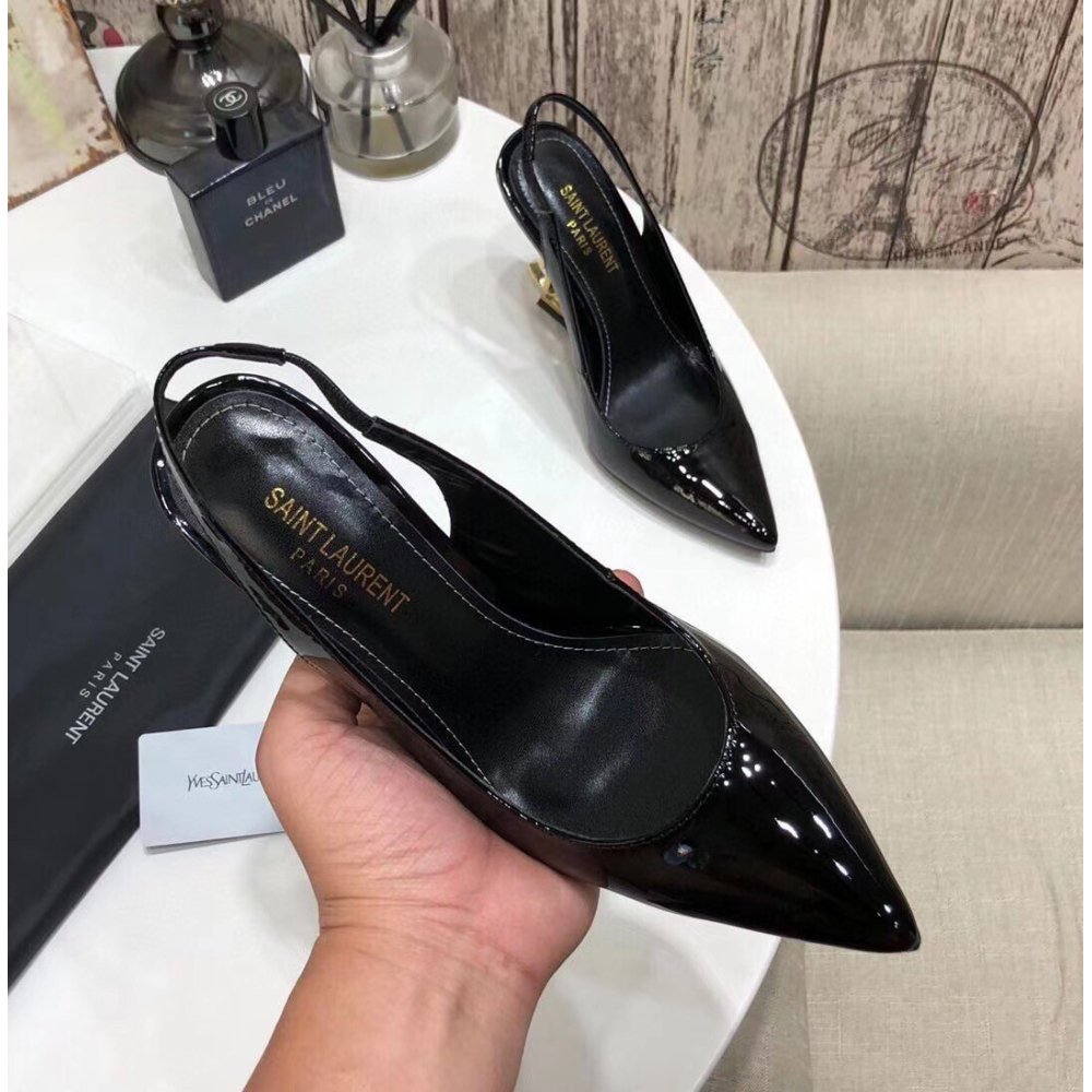 Cheap Reps Saint Laurent Opyum Slingback Pumps 110mm With Gold Heel