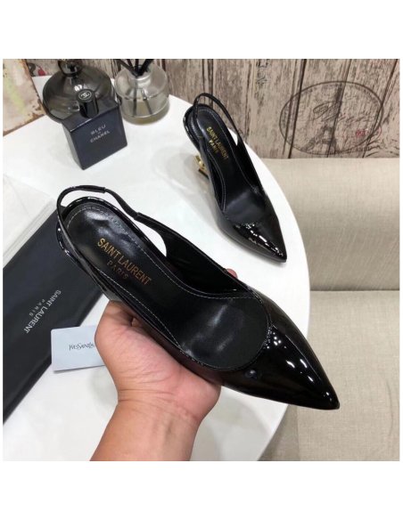 Cheap Reps Saint Laurent Opyum Slingback Pumps 110mm With Gold Heel