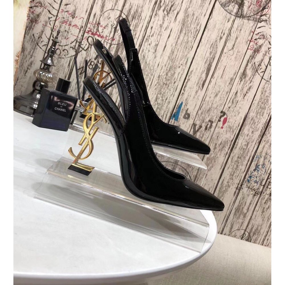 Cheap Reps Saint Laurent Opyum Slingback Pumps 110mm With Gold Heel
