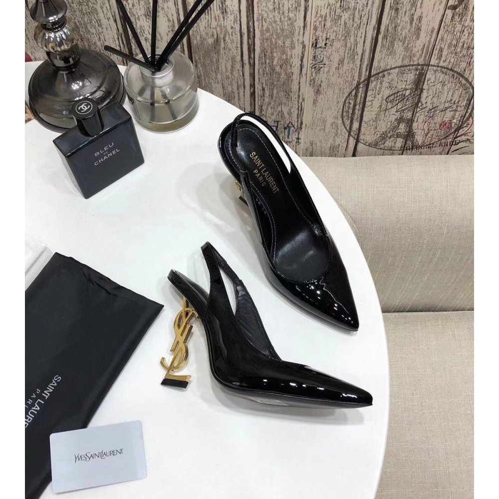 Cheap Reps Saint Laurent Opyum Slingback Pumps 110mm With Gold Heel