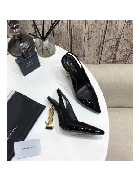 Cheap Reps Saint Laurent Opyum Slingback Pumps 110mm With Gold Heel