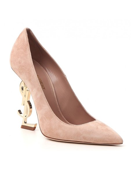 Cheap Reps Saint Laurent Opyum 110 Pumps In Suede with Gold Heel