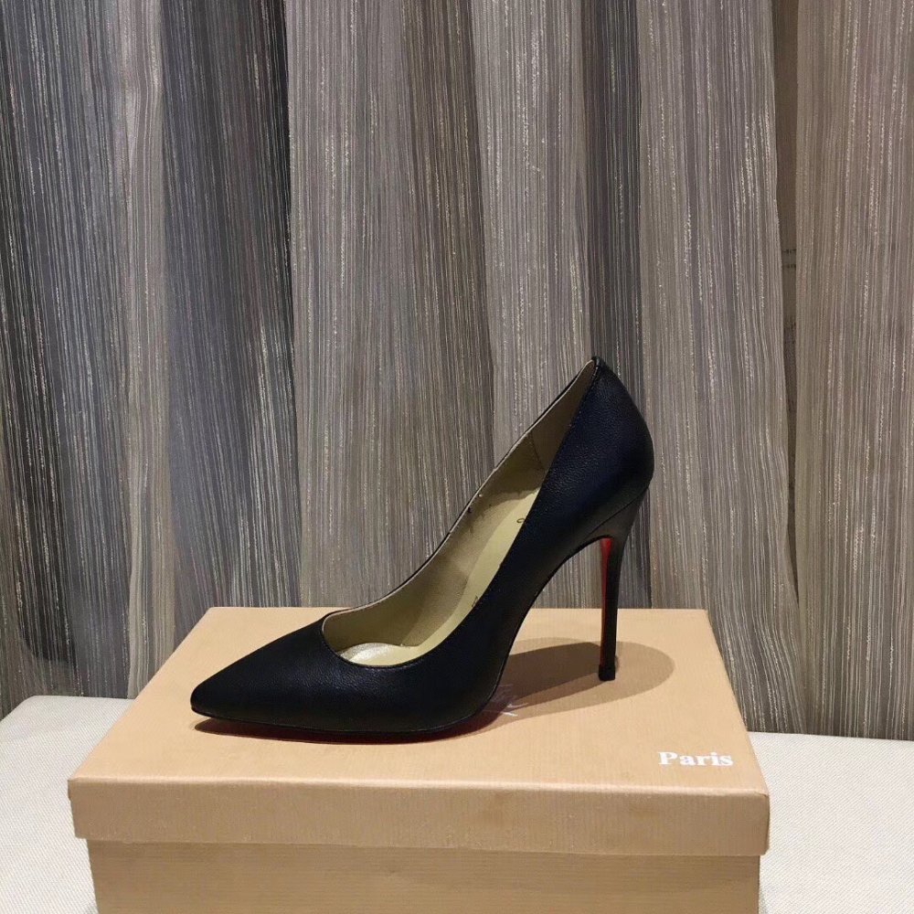 Cheap Reps Christian Louboutin Black Lambskin Kate 100mm Pumps